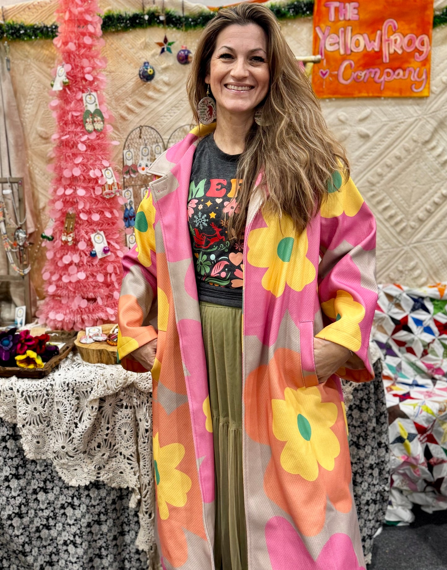 Amazingly Adorable Hippie Daisy Floral Boho Jacket Light Weight Coat