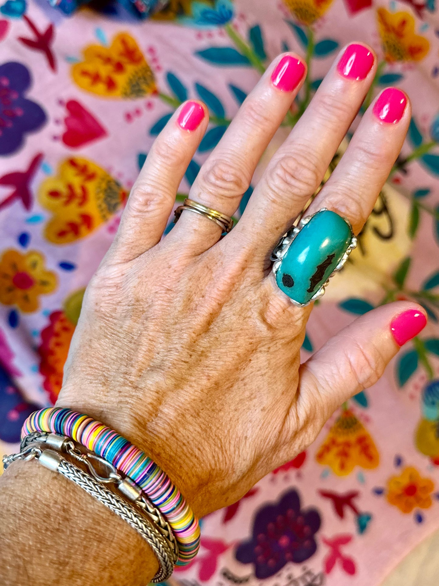 Yellowfrogco Handmade Turquoise Tagua Nut Silver Statement Ring. Hippie Cowboy Boho Ring. Bohemian Ring
