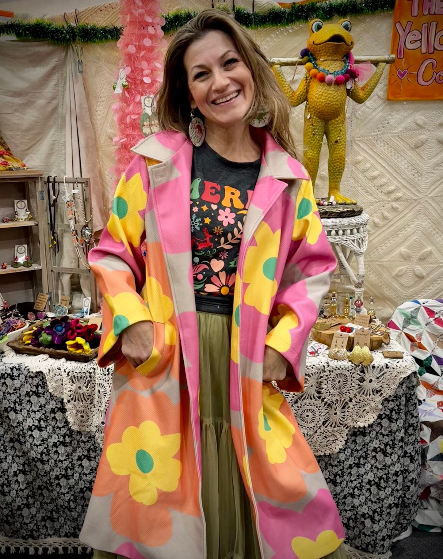 Amazingly Adorable Hippie Daisy Floral Boho Jacket Light Weight Coat