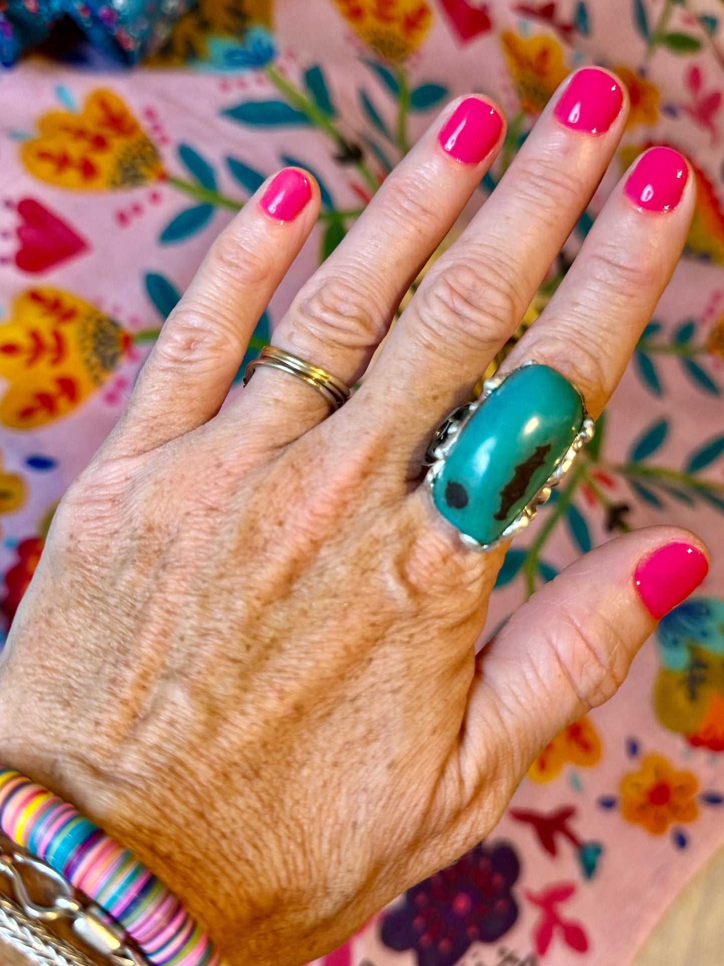 Yellowfrogco Handmade Turquoise Tagua Nut Silver Statement Ring. Hippie Cowboy Boho Ring. Bohemian Ring
