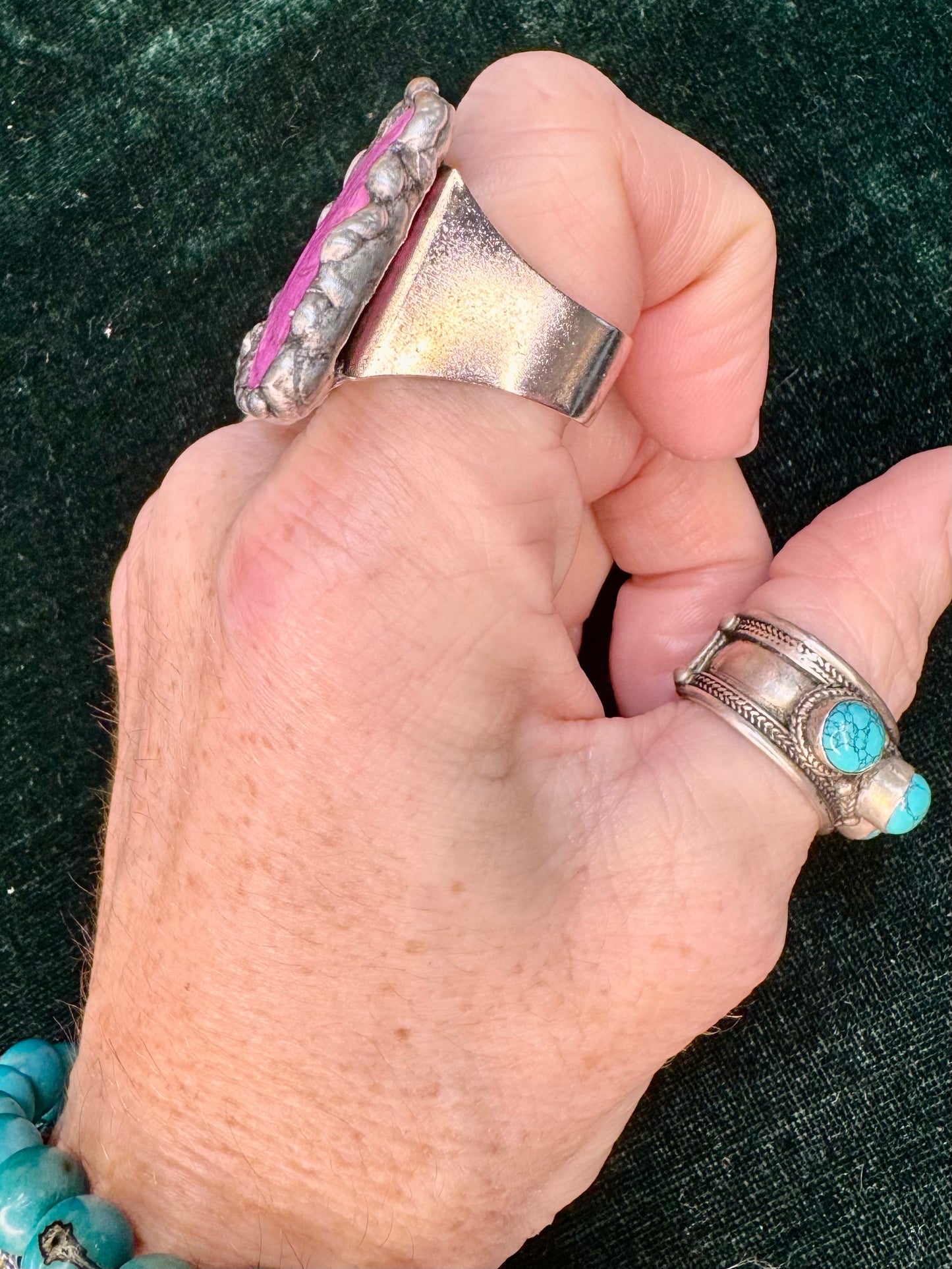 Yellowfrogco Handmade Fuchsia Purple Butterfly Silver Statement Ring. Gemstone Hippie Cowboy Boho Ring. Bohemian Ring