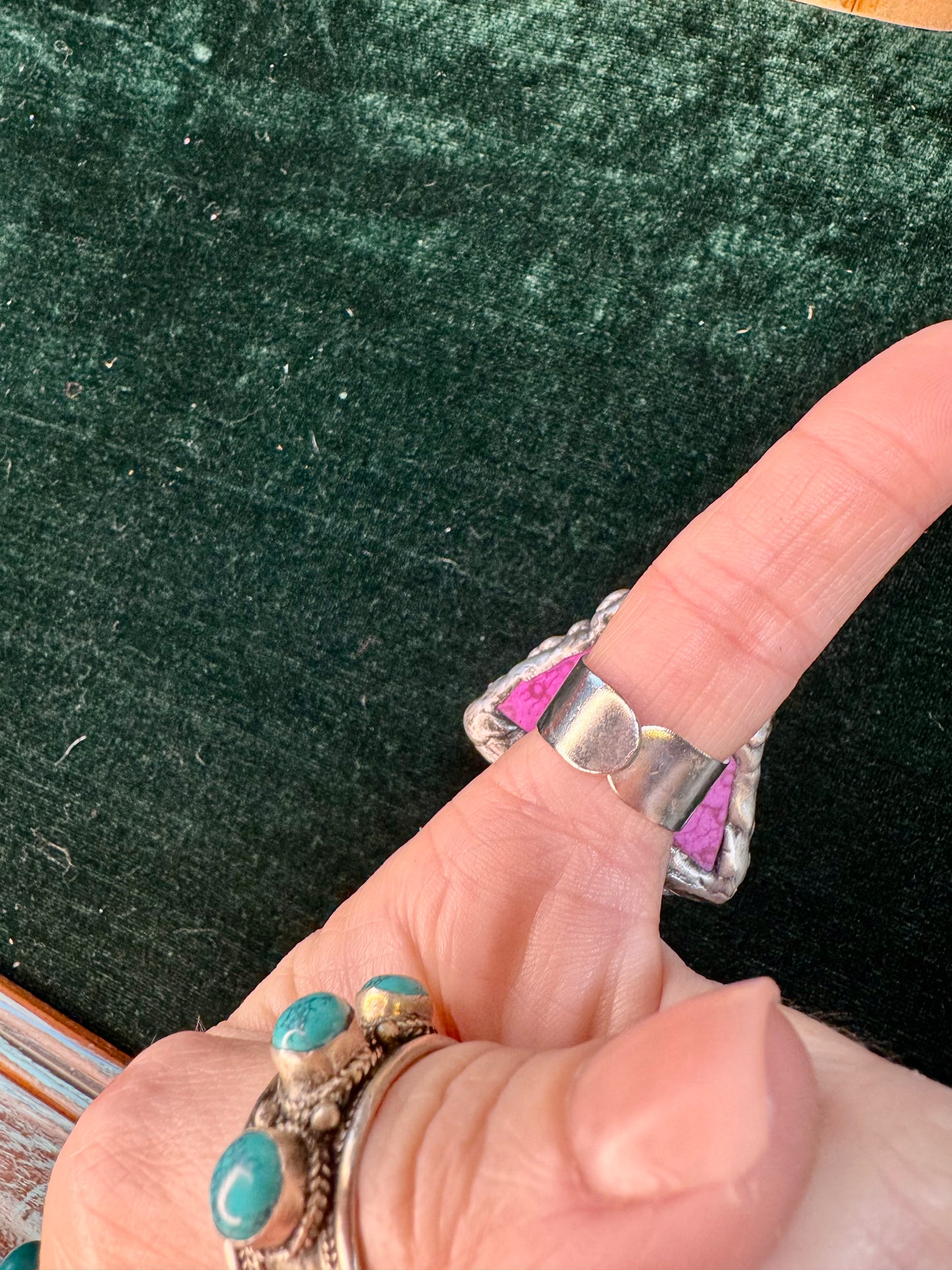 Yellowfrogco Handmade Fuchsia Purple Butterfly Silver Statement Ring. Gemstone Hippie Cowboy Boho Ring. Bohemian Ring