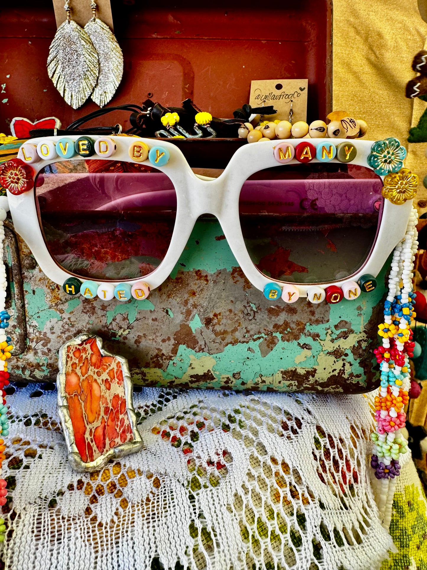 Yellowfrogco Handmade Custom Sunglasses, Statement, Birthday, Bridal Shower, Bachelorette Party, Special Event, Retro Hippie Vibe, Swiftie